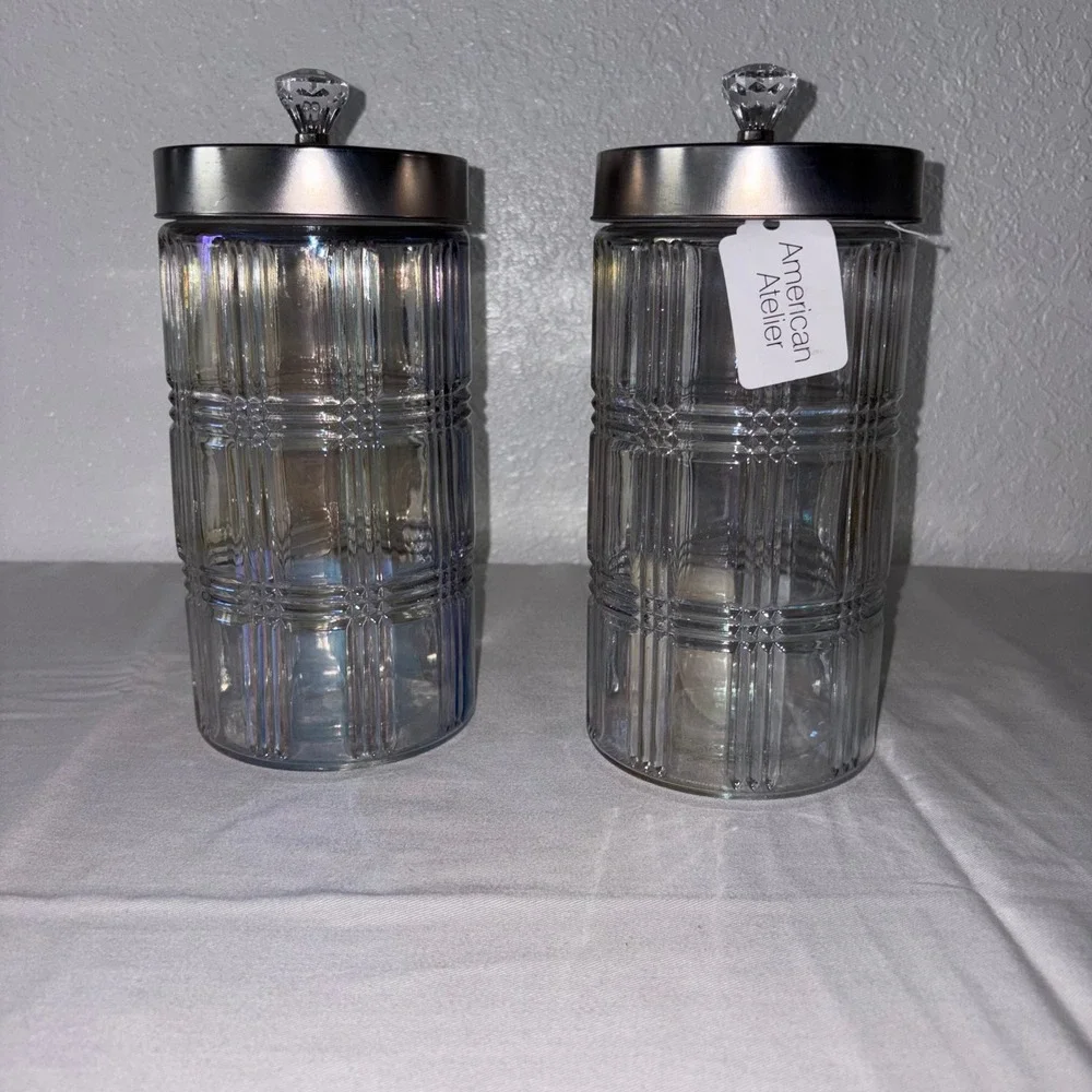 Two Portland luster jars with lids new